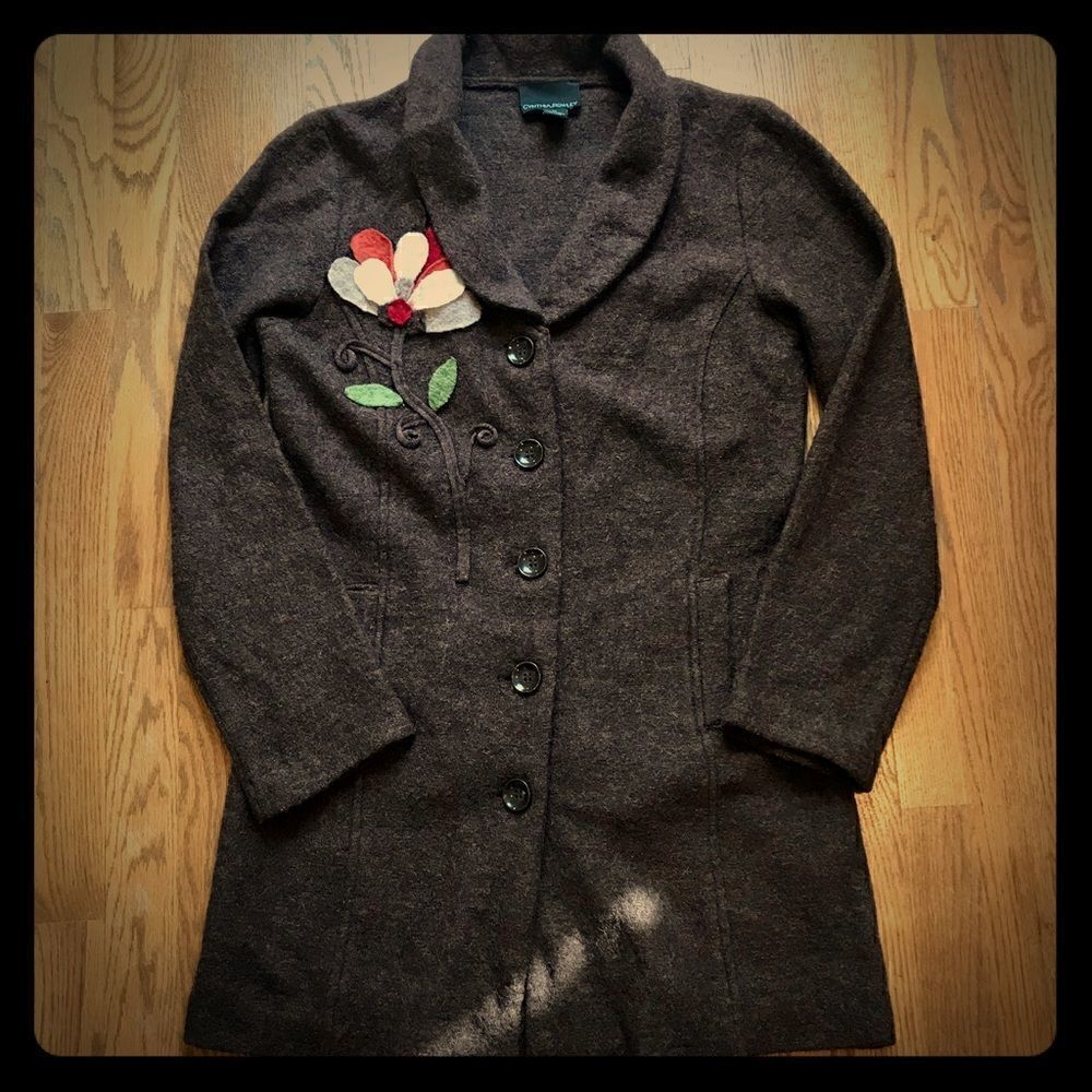 Brown felted wool Cynthia rowley sweater jacket M